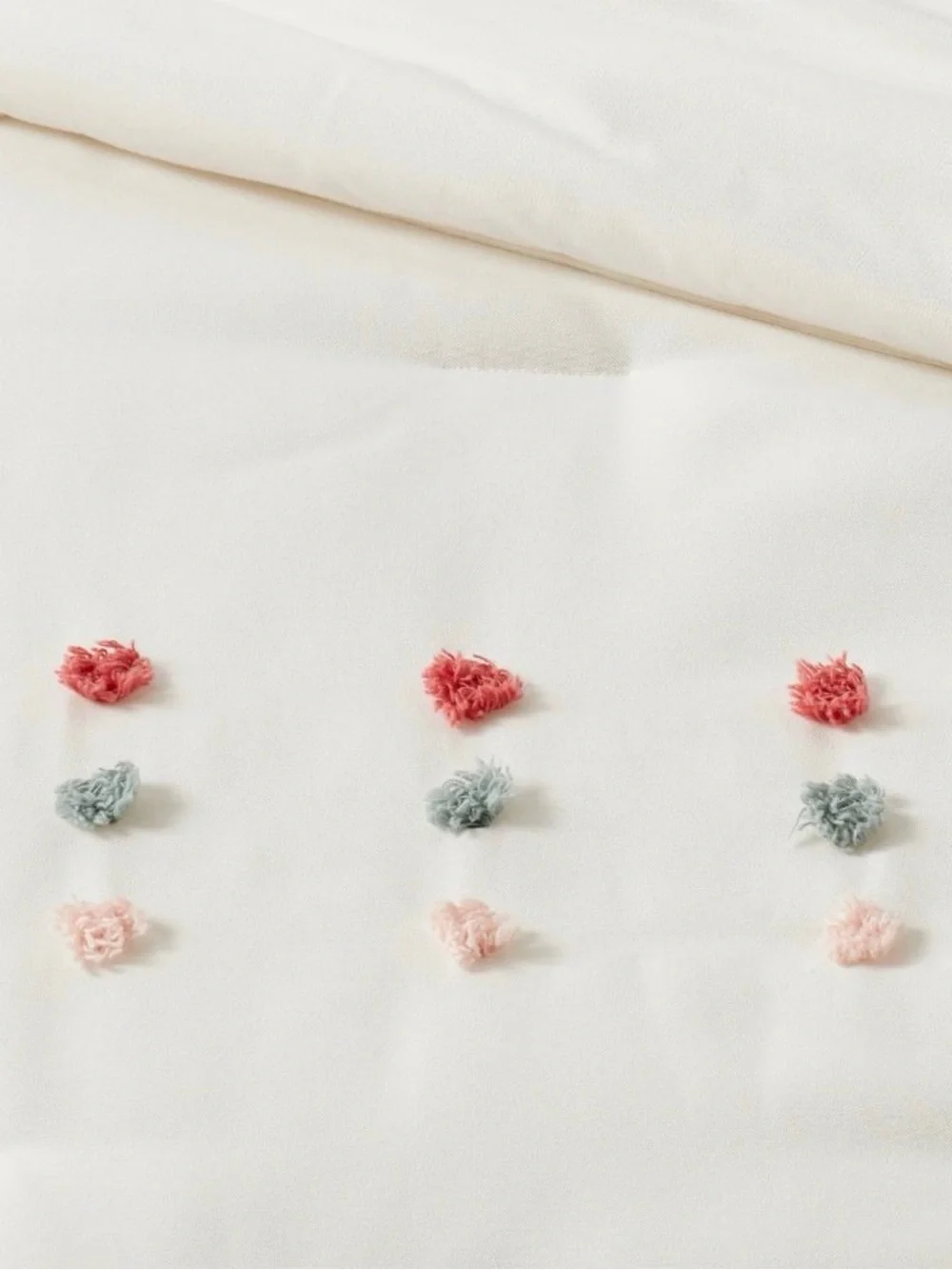 Kids’ Pillowfort White Comforter and Sham with Colorful Embroidered Polka Dots